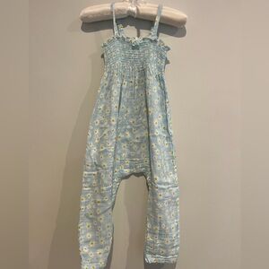 Floral Blue Kids Jumpsuit
